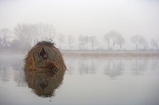 Christophe Bourgeteau dans son affut flottant