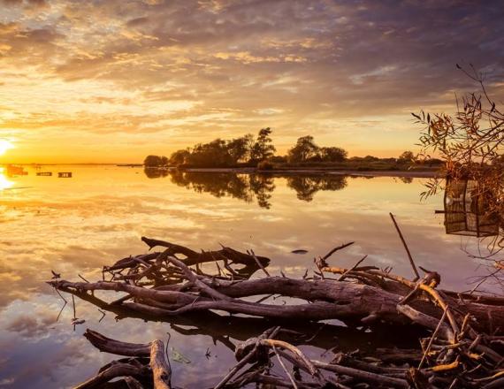 Soirée coucher de soleil à la Maison des Pêcheurs du lac de Grand Lieu